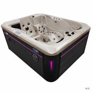 Jacuzzi ogrodowe SPA102 – Cappuccino / obudowa antracyt – 210 × 160 cm
