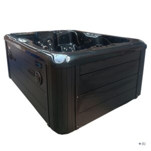 Jacuzzi ogrodowe SPA102 – Czarna fala oceanu / obudowa antracyt – 210 × 160 cm
