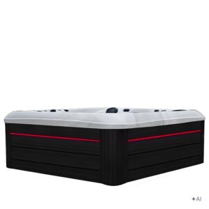 Jacuzzi ogrodowe SPA347 – Biały marmur / obudowa antracyt – 230 × 230 cm