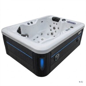 Jacuzzi ogrodowe SPA405 – Biała perła / obudowa antracyt – 195 × 140 cm