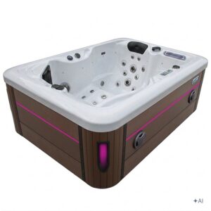 Jacuzzi ogrodowe SPA405 – Biała perła / obudowa kawa – 195 × 140 cm