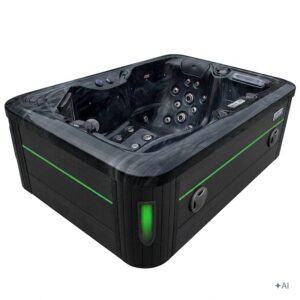 Jacuzzi ogrodowe SPA405 – Czarna fala oceanu / obudowa antracyt – 195 × 140 cm