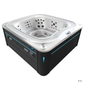 Jacuzzi ogrodowe SPA406 – Biała perła / obudowa antracyt – 250 × 230 cm