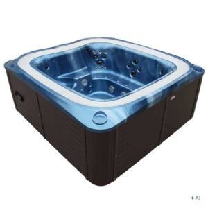 Jacuzzi ogrodowe SPA406 – Niebieska fala oceanu / obudowa kawa – 250 × 230 cm