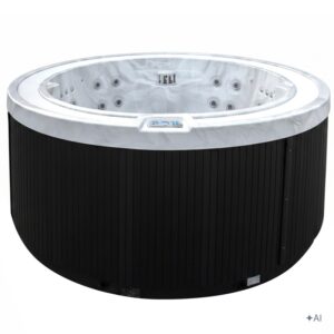 Jacuzzi ogrodowe SPA540 – Biały marmur / obudowa antracyt – 240 × 240 cm