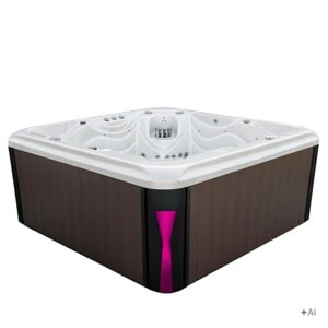 Jacuzzi ogrodowe SPA560 – Biała perła / obudowa kawa – 220 × 220 cm