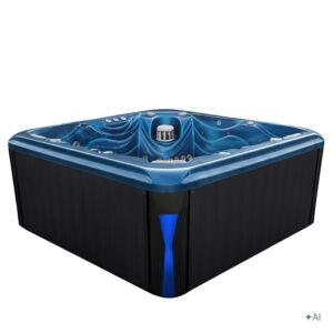 Jacuzzi ogrodowe SPA560 – Niebieska fala oceanu / obudowa antracyt – 220 × 220 cm