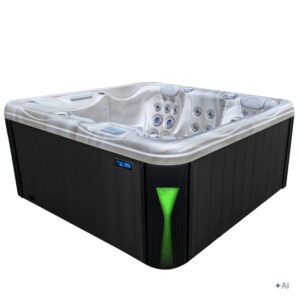 Jacuzzi ogrodowe SPA566 – Cappuccino / obudowa antracyt – 200 × 200 cm