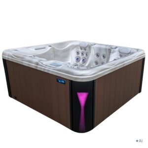 Jacuzzi ogrodowe SPA566 – Cappuccino / obudowa kawa – 200 × 200 cm