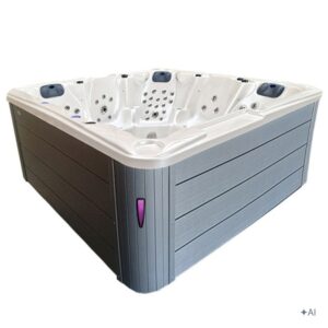 Jacuzzi ogrodowe SPA702 – Biała perła / obudowa szara – 230 × 230 cm