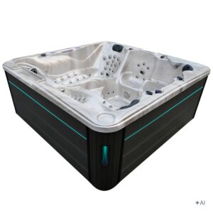 Jacuzzi ogrodowe SPA702 – Cappuccino / obudowa antracyt – 230 × 230 cm