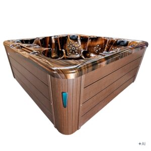 Jacuzzi ogrodowe SPA703A – Magma Gold / obudowa kawa – 230 × 230 cm