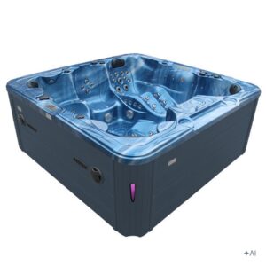 Jacuzzi ogrodowe SPA703A – Niebieska fala oceanu / obudowa antracyt – 230 × 230 cm