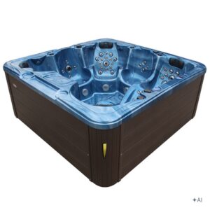 Jacuzzi ogrodowe SPA703A – Niebieska fala oceanu / obudowa kawa – 230 × 230 cm