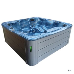 Jacuzzi ogrodowe SPA703A – Niebieska fala oceanu / obudowa szara – 230 × 230 cm
