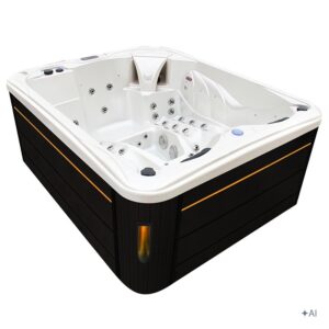 Jacuzzi ogrodowe SPA705 – Biała perła / obudowa antracyt – 210 × 170 cm