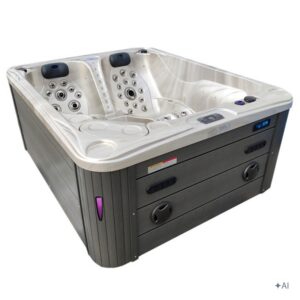 Jacuzzi ogrodowe SPA705 – Cappuccino / obudowa szara – 210 × 170 cm