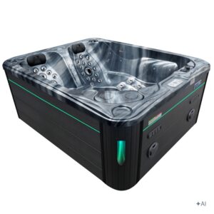 Jacuzzi ogrodowe SPA705 – Czarna fala oceanu / obudowa antracyt – 210 × 170 cm