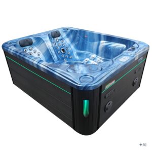 Jacuzzi ogrodowe SPA705 – Niebieska fala oceanu / obudowa antracyt – 210 × 170 cm