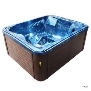 Jacuzzi ogrodowe SPA705 – Niebieska fala oceanu / obudowa kawa – 210 × 170 cm