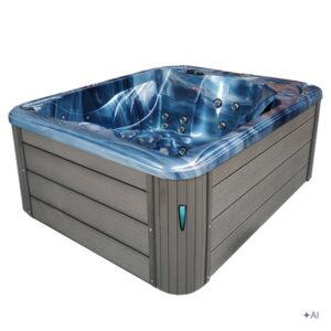 Jacuzzi ogrodowe SPA705 – Niebieska fala oceanu / obudowa szara – 210 × 170 cm