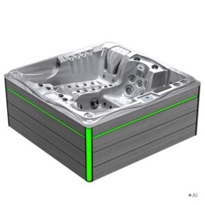 Jacuzzi ogrodowe SPA747 – Cappuccino / obudowa szara deska f24 – 210 × 210 cm