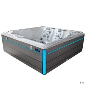 Jacuzzi ogrodowe SPA748 – Biała perła / obudowa szara deska f24 – 230 × 230 cm