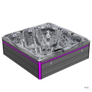 Jacuzzi ogrodowe SPA748 – Odyssey / obudowa szara deska f24 – 230 × 230 cm
